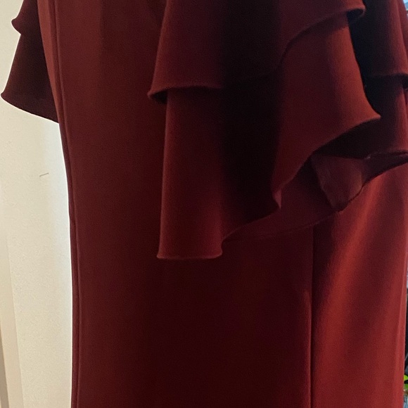 ANN TAYLOR Burgundy Flutter Sleeve Dress, Size 0P (zero Petite) - Picture 6 of 16